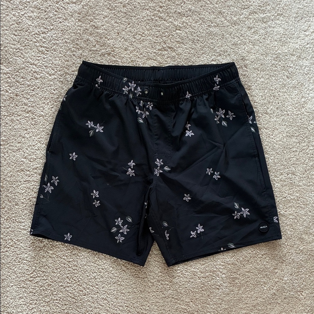 RVCA Black Floral Swim Trunks